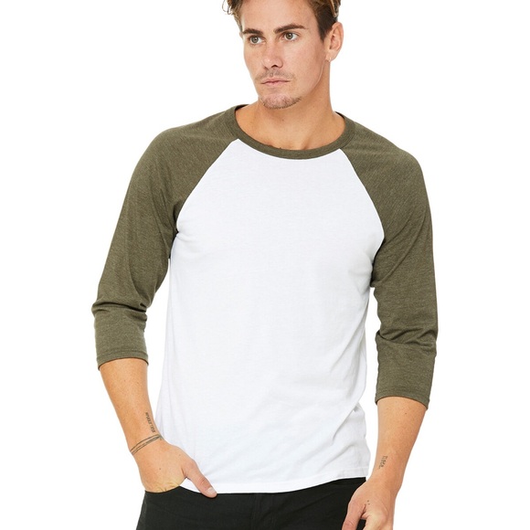 Bella + Canvas Unisex 3/4-Sleeve Baseball T-Shirt 3200 Top T Shirt XS-2XL Tee - Picture 2 of 4